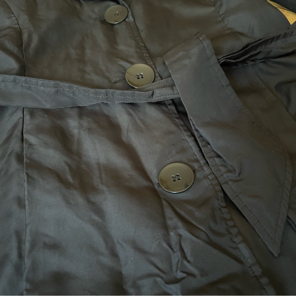 2000s Paris Blues Classic Black Lightweight Trench Coat | 3/4 Sleeve size M - Picture 3 of 7
